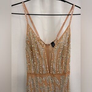 Windsor Embellished Midi Dress in Tan